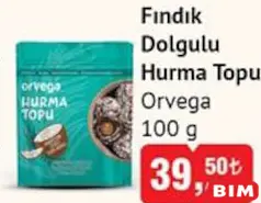 ORVEGA FINDIK DOLGULU HURMA TOPU 100 G ORVEGA FINDIK DOLGULU HURMA TOPU 100 G